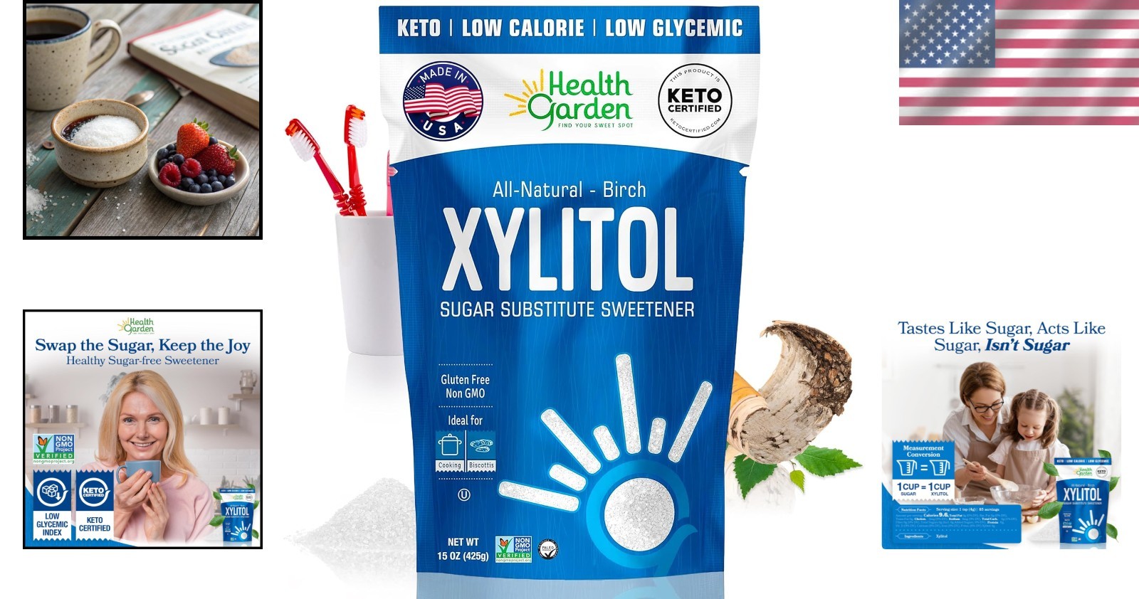 Birch Xylitol Sweetener 15oz – Sugar Alternative for Keto, , Dental Health