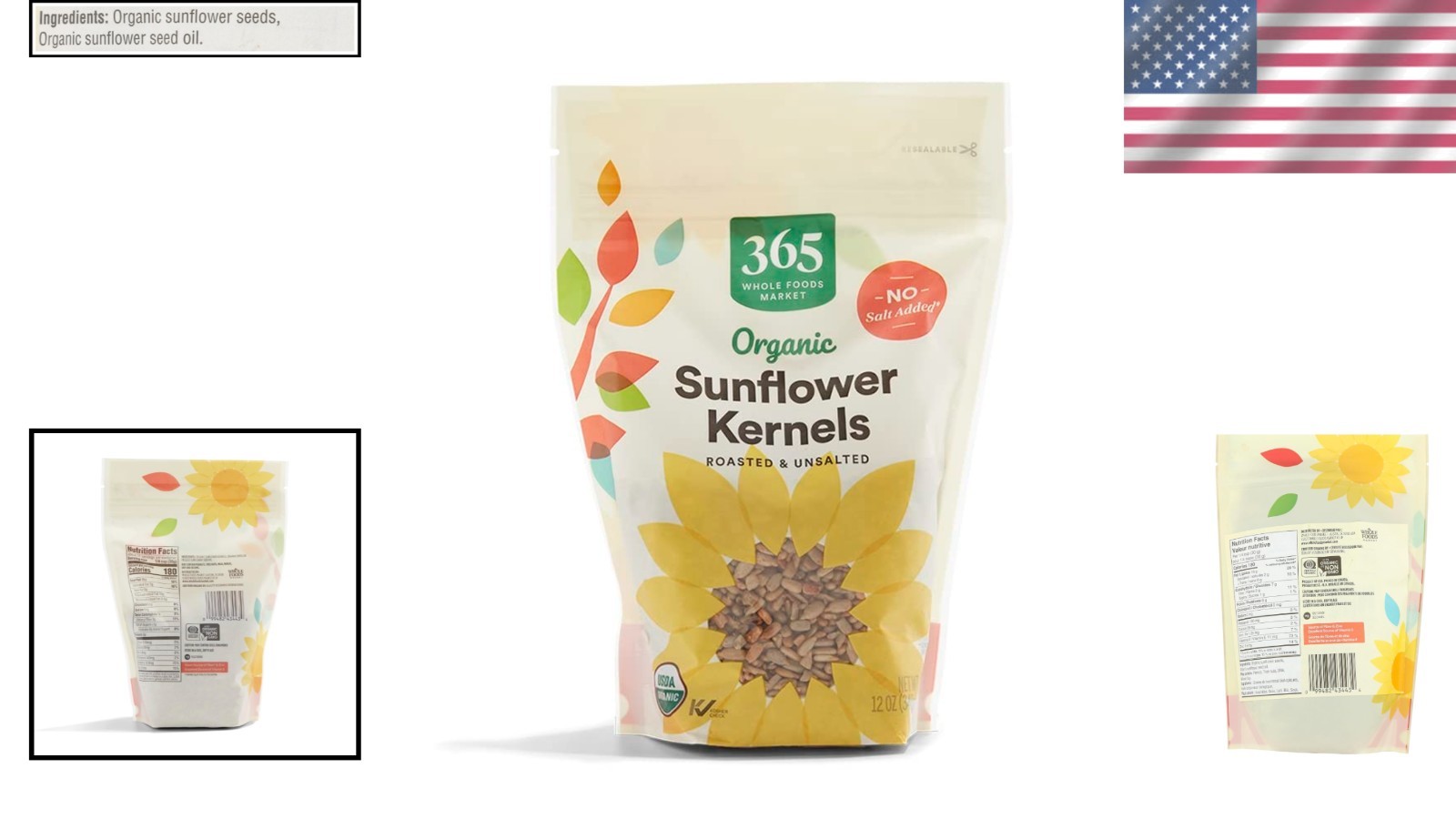 USDA Certified Organic Roasted Sunflower Kernels – Healthy Snack Option 12oz