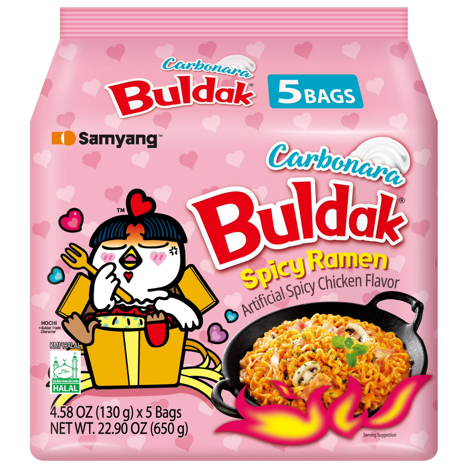 New Samyang Spicy Chicken Noodle Carbonara Flavor Ramen, 4.58 oz, 5 Pack,,