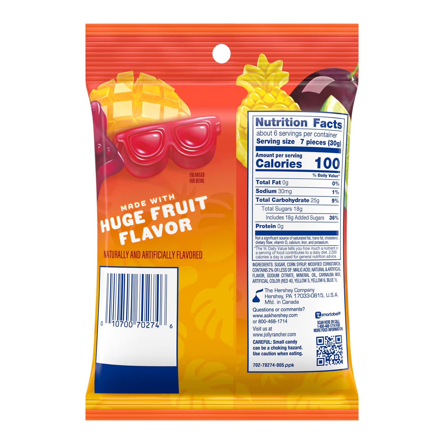 Jolly Rancher Gummies Tropical Beach Blast Flavored Candy, Bag 6.5 oz
