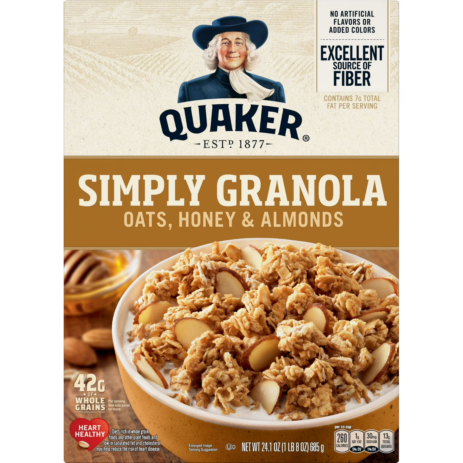 Quaker Simply Granola Cereal Oats Honey Almonds 24.1 oz Ready to Eat…