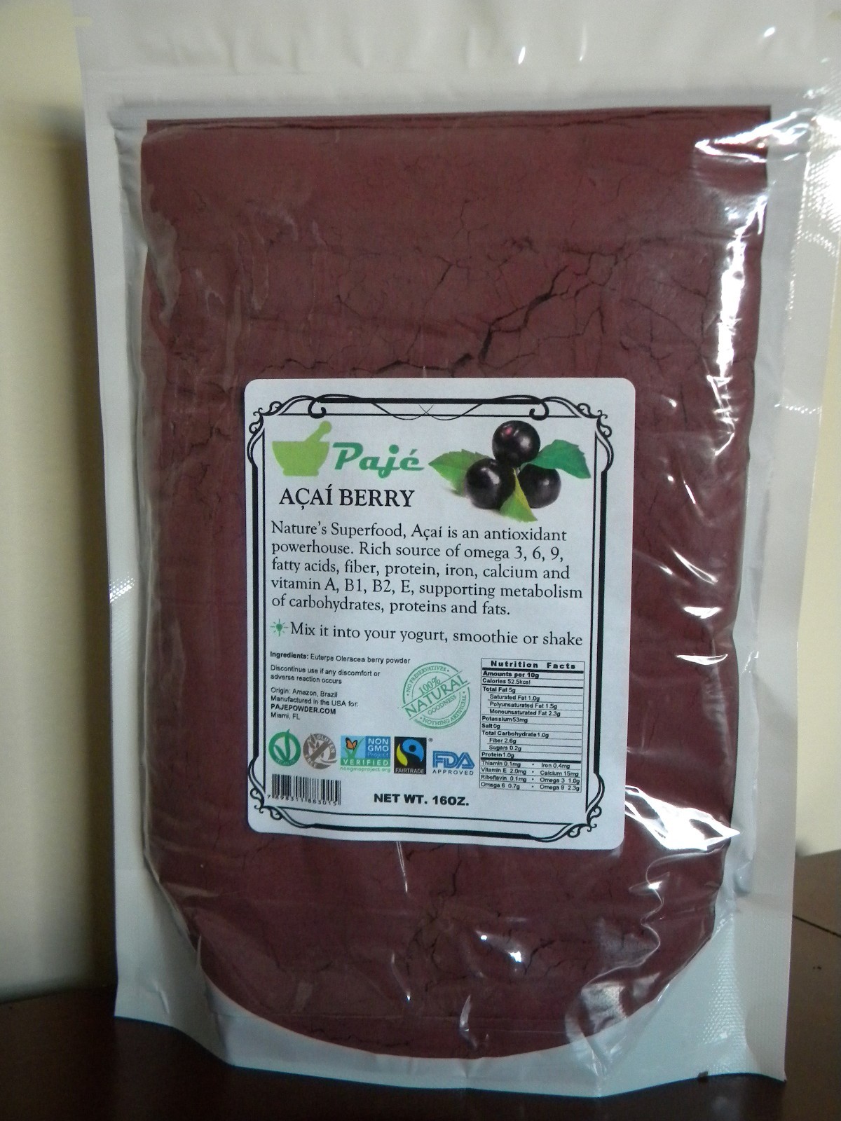 ACAI Assai powder berry 32oz 2lb Superfood anti-age protein detox fib OM3 PAJE