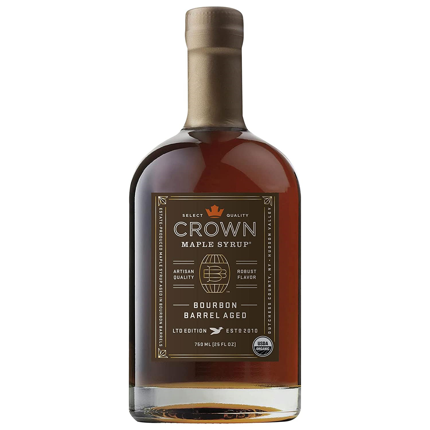 Crown Bourbon Barrel Aged Maple Syrup w/ Robust Flavor, 25 fl oz / 750 ml LTD Ed