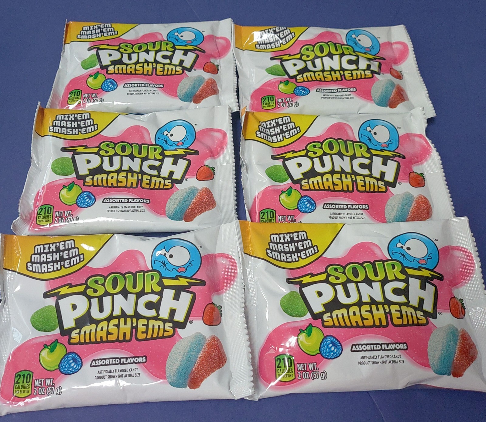 SOUR PUNCH Bites Assorted Flavors Smash’Ems Gummi Candy 6 Bags