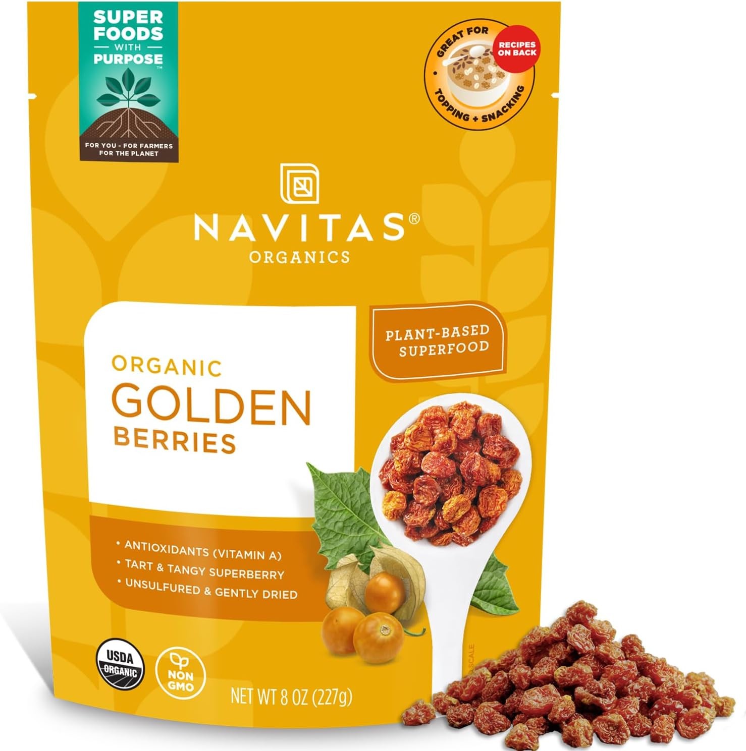 Navitas Organics Goldenberries– For Healthy Snacks, Topping, Baking & More –