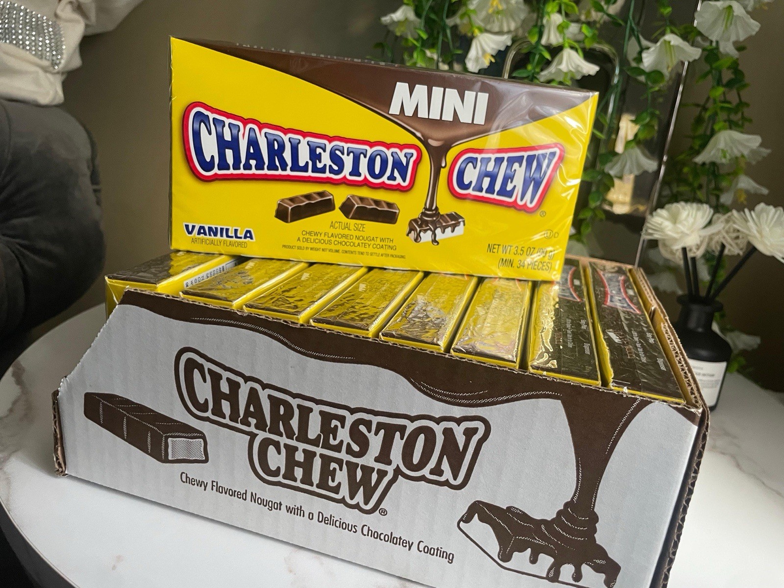 3x Charleston Chew Mini Vanilla Nougat Chocolate Coating, Gluten Free Box 3.5 oz