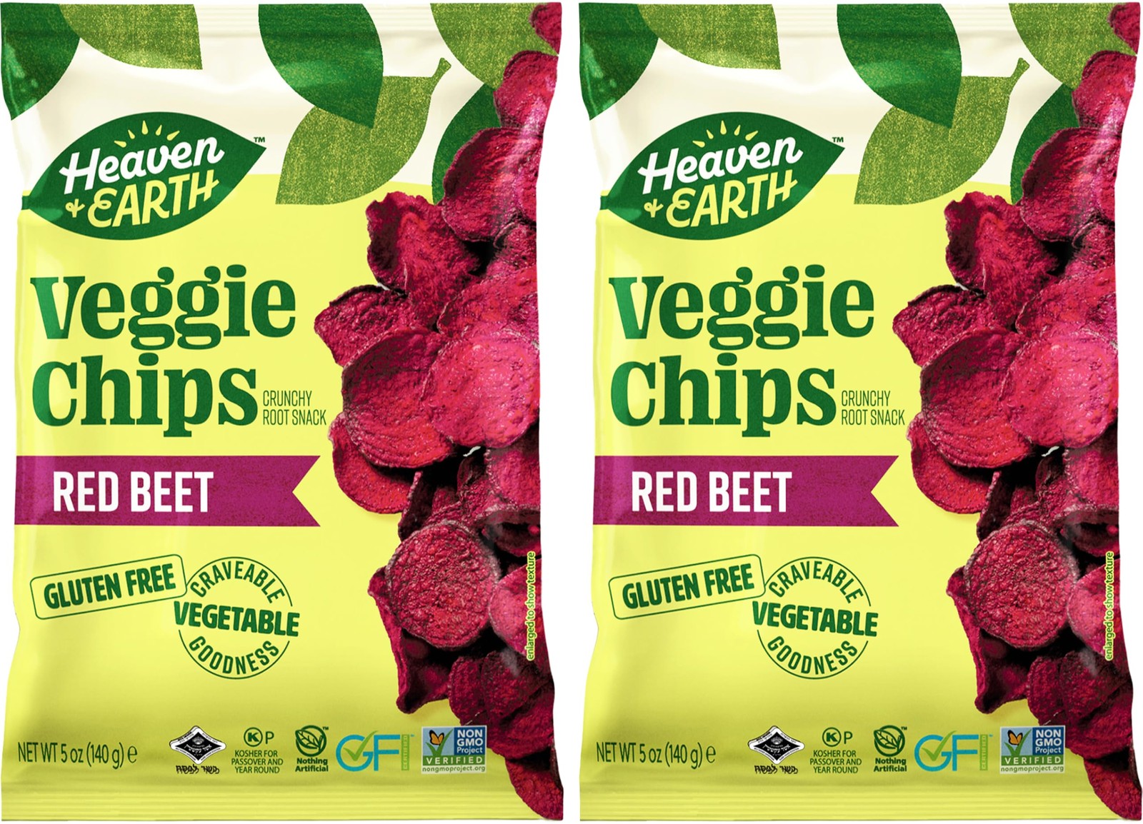 Heaven & Earth Beet Chips, 5oz 2 Pack Gluten Free | Non GMO | Thin & Crisp | …