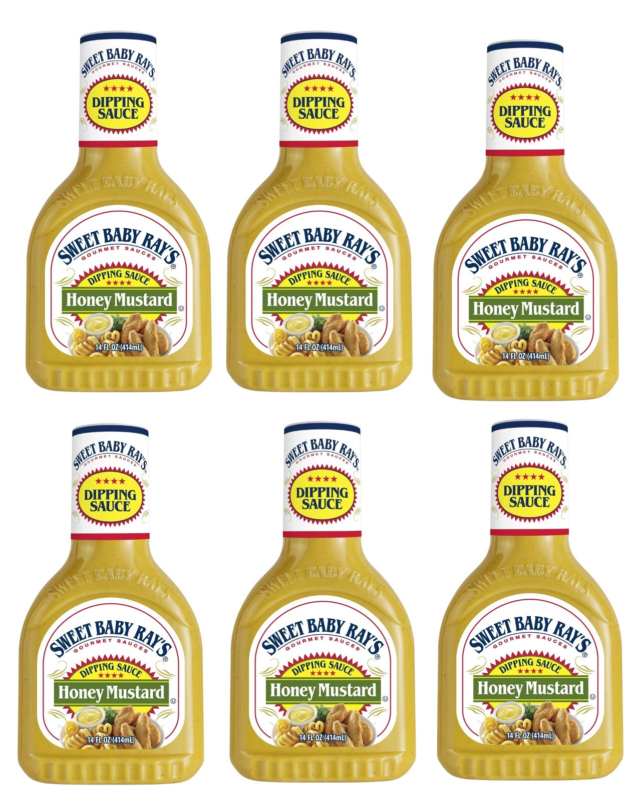 6-Pack Sweet Baby Ray’s Bold Honey Mustard Dipping Sauce (Size 14 oz Each)