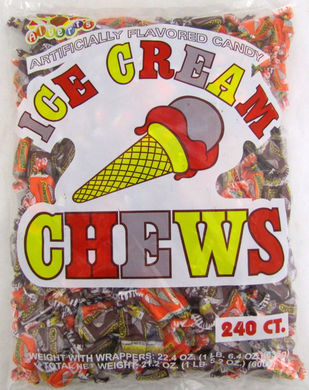 Albert’s Ice Cream Chews 240 Count Bag Candy Bulk Candies Chewy Taffy Alberts