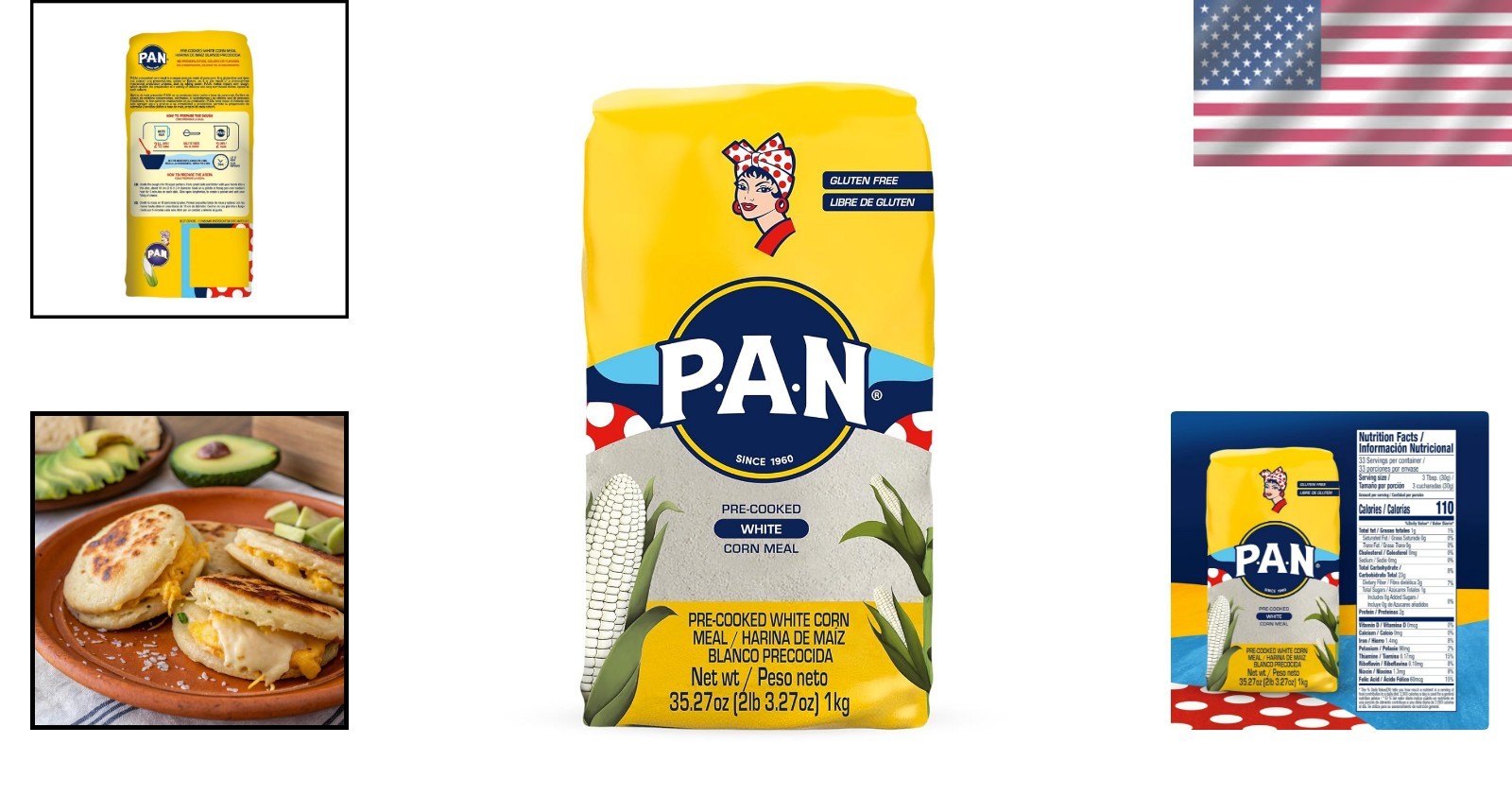 Gluten Free White Corn Meal – Pre-Cooked for Authentic Arepas 35.27 Oz