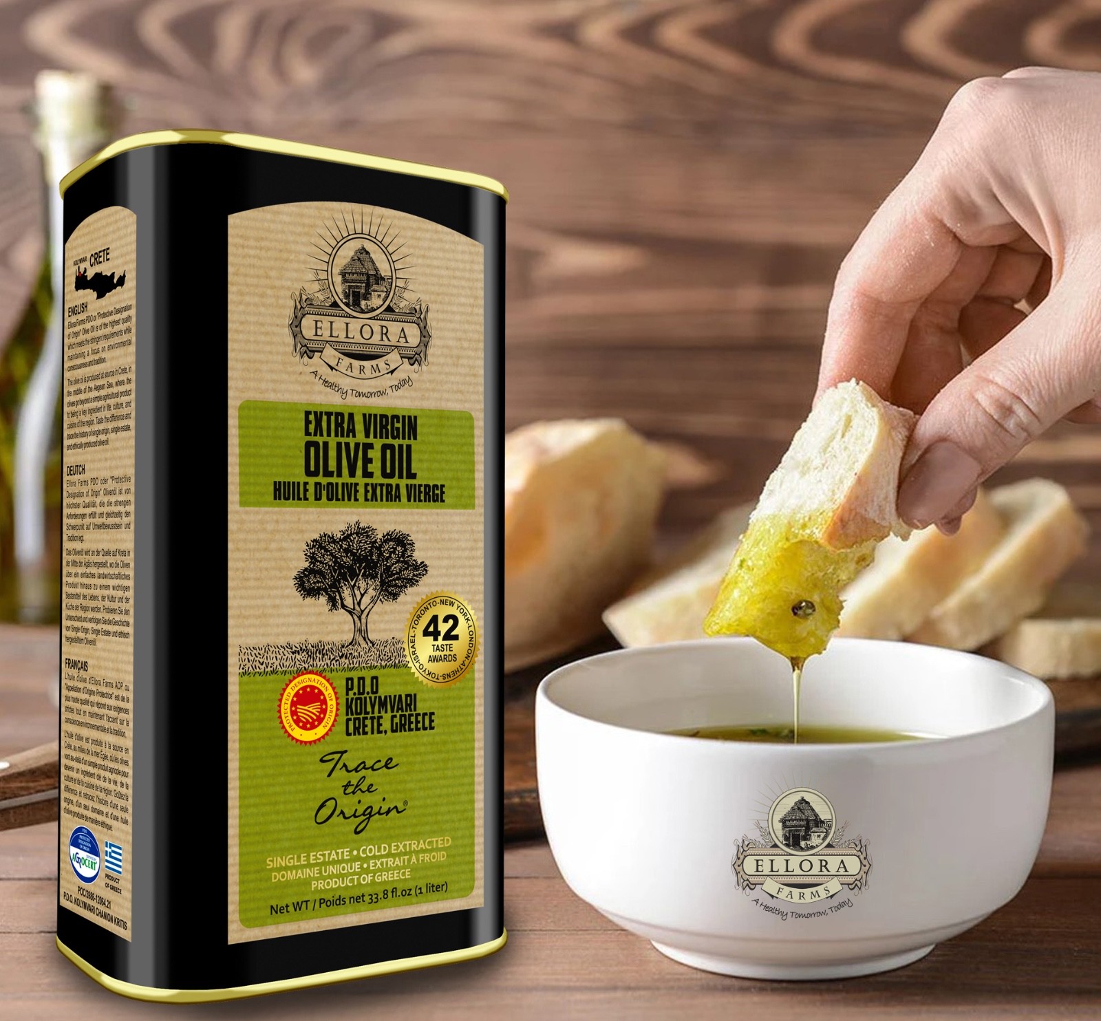 Ellora Farms, Greek Extra Virgin Olive Oil, Single Estate, 1 Lt. Tin