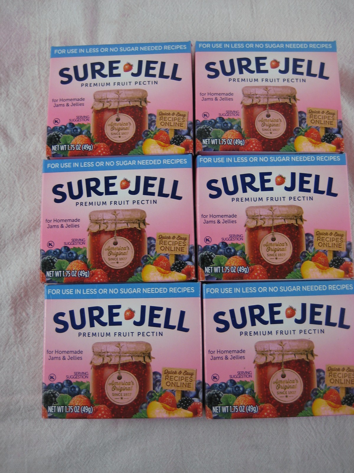 Sure Jell Premium Fruit Pectin Less Sugar 1.75 oz Per Box Lot of 12 ExpJUN 2026