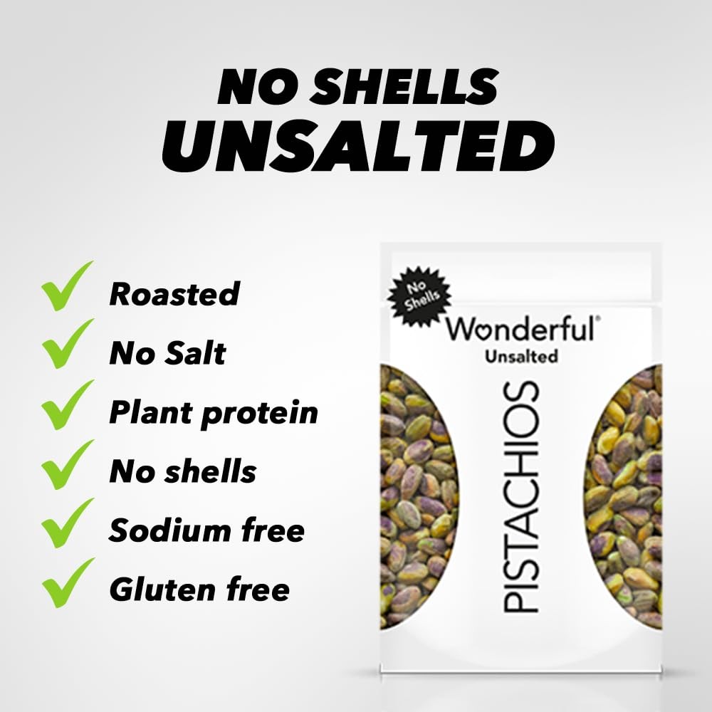 Wonderful Pistachios No Shells, Unsalted Nuts, 6 Ounce (Pack of 1)