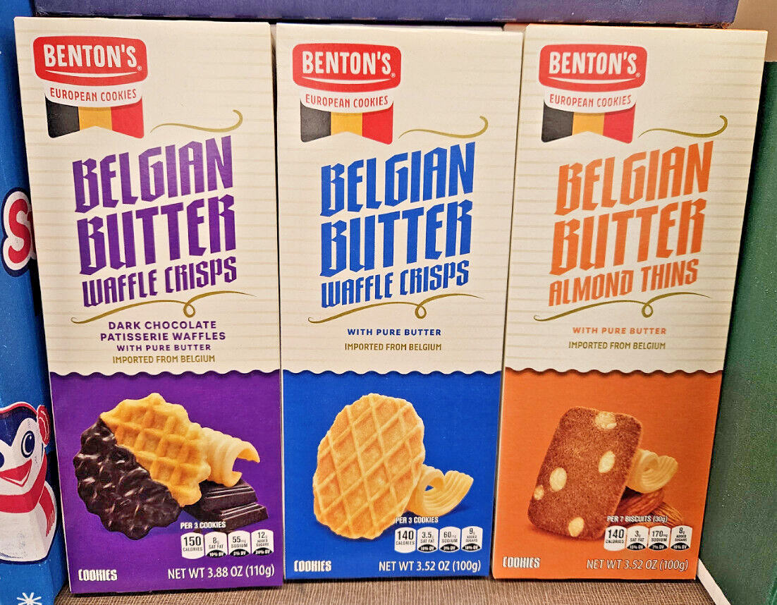 Benton’s Belgian Butter Waffle Crisps & Almonds Thins 3.52oz 100g (3 Boxes)