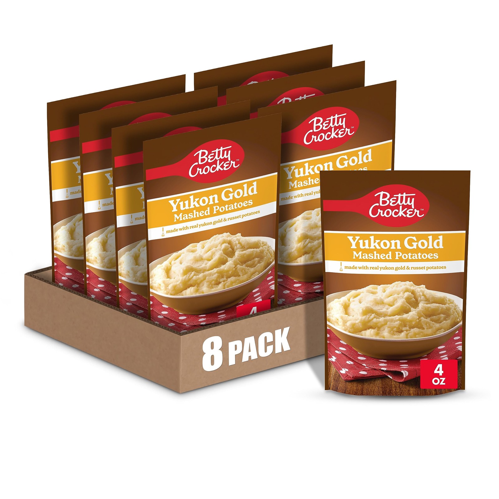 Betty Crocker Yukon Gold Mashed Potatoes, 4 ounces (Pack 4 Ounce of 8)