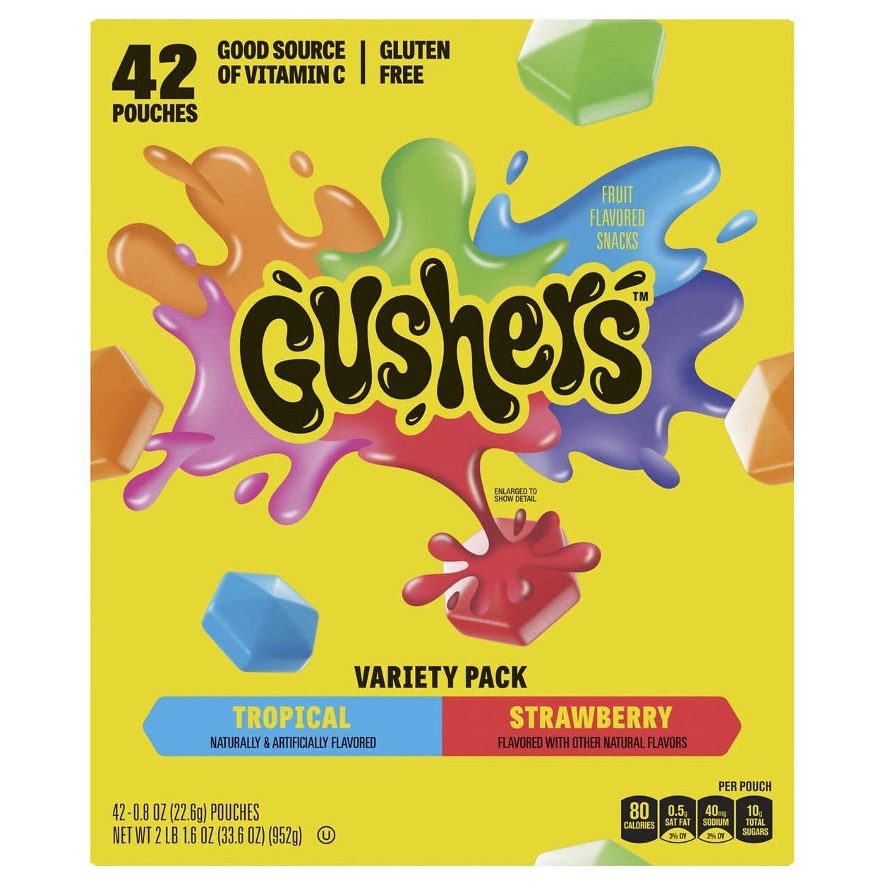 Gushers Strawberry & Tropical Variety Pack Snacks, 0.8 oz., 42 pk.