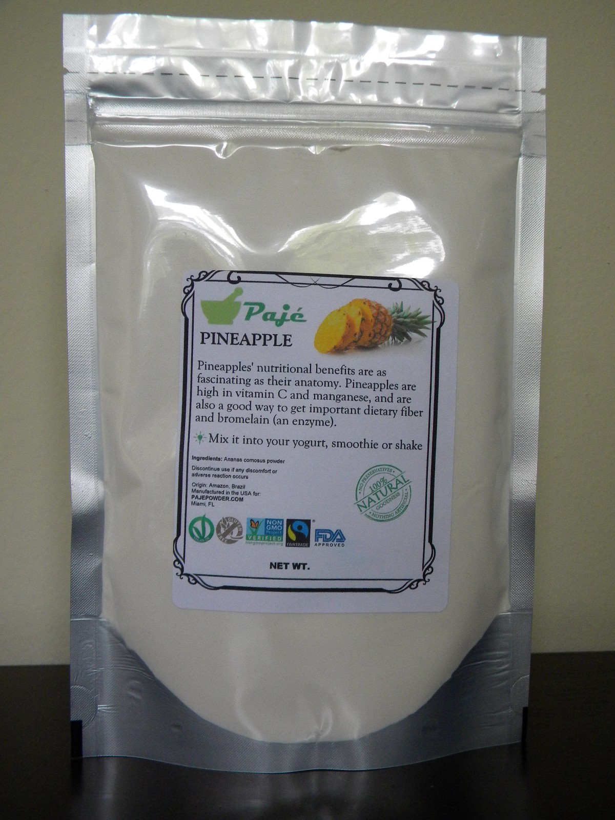 Pineapple fruit powder 32oz 2lb PAJE Immune system support, Bone strength