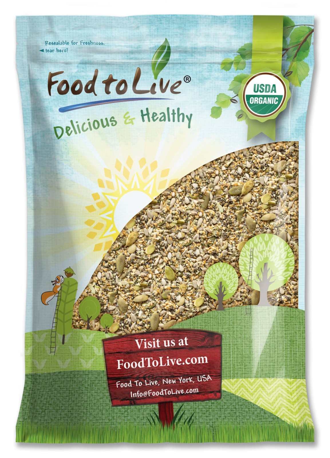 Organic Raw Superseed Mix with Chia, Flax, Hemp, Pumpkin, and Sunflower —Non-GMO