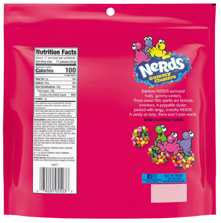 NERDS gummy clusters,candy, rainbow,crunchy and gummy, 18.5 oz bag…