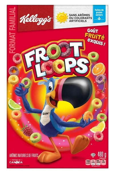 Kellogg’s Canadian Froot Loops Breakfast Cereal, Family Size, 480g