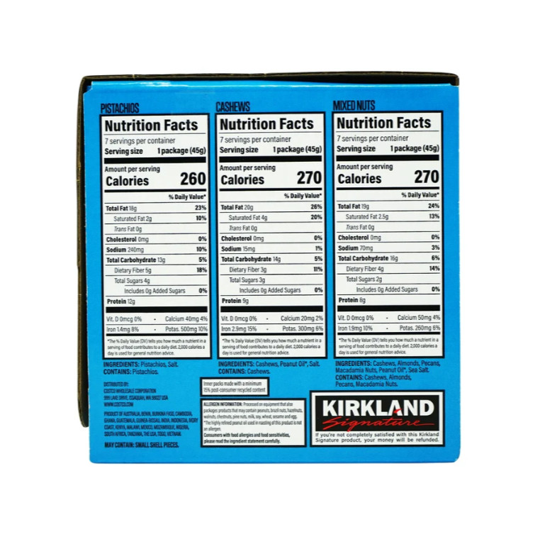 Kirkland Signature Snacking Nuts Variety Pack, 1.6 oz, 21-count