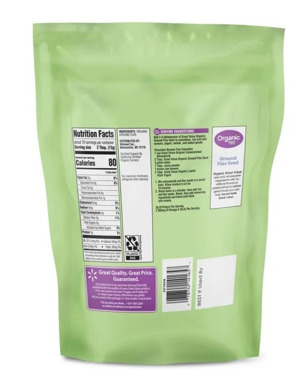 Organic Ground Flax Seed, 32 oz (907g) – USDA Certified, Allergen-Free
