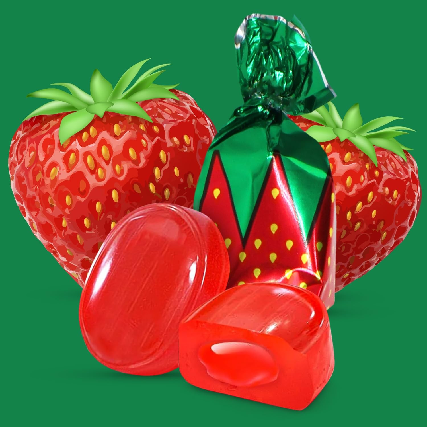 Strawberry Filled Hard Candy Bon Bons 2 lbs Bulk Pack – Individually Wrapped …