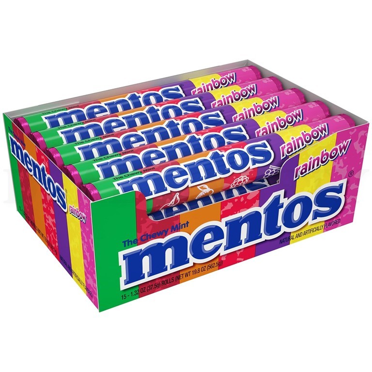 Mentos Chewy Mint Candy Roll Rainbow Mint Candies 14 Pieces Per Roll 15 Count