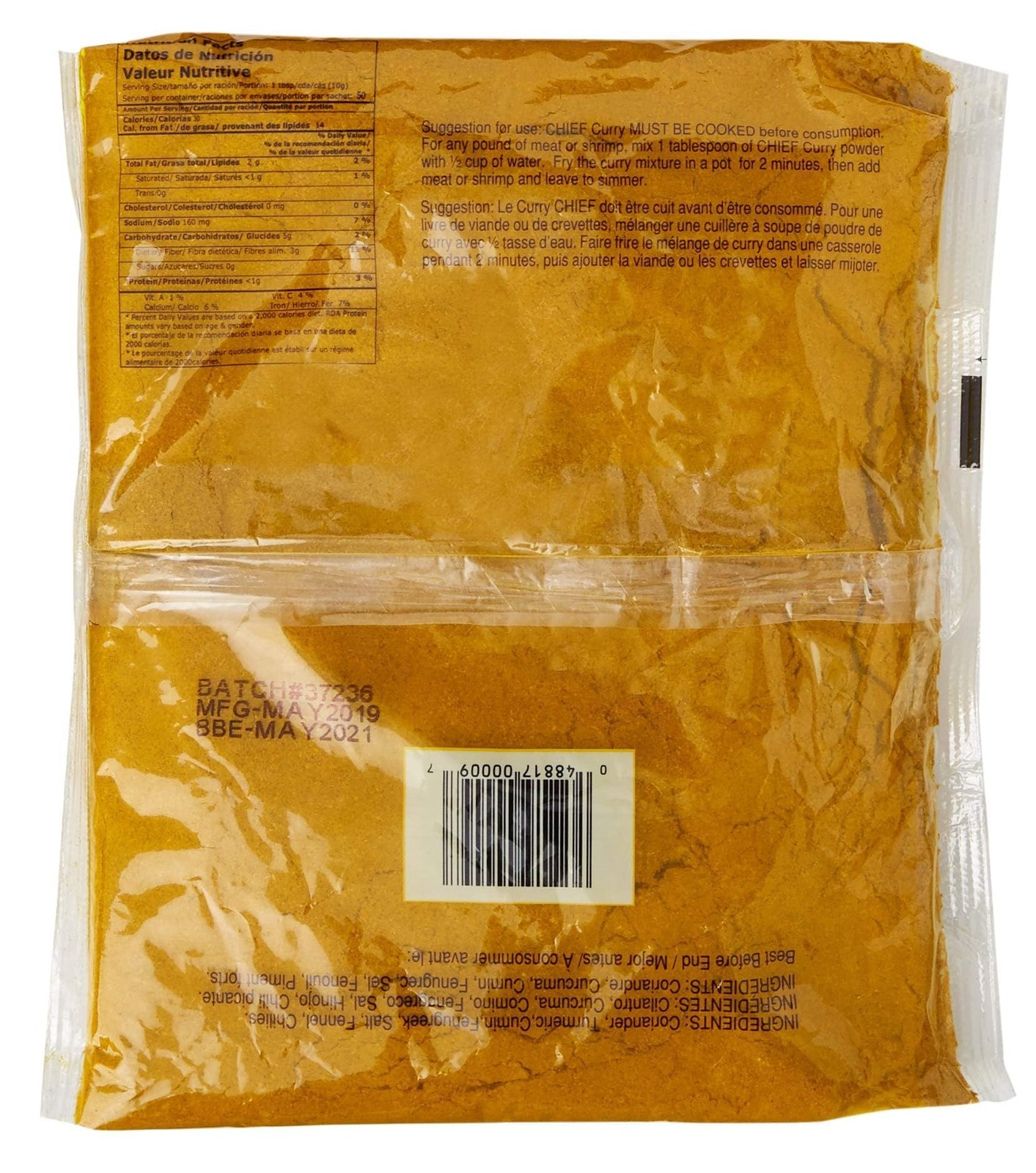 CHIEF CURRY POWDER 500G, 17.5 OZ MADE IN TRINIDAD & TOBAGO