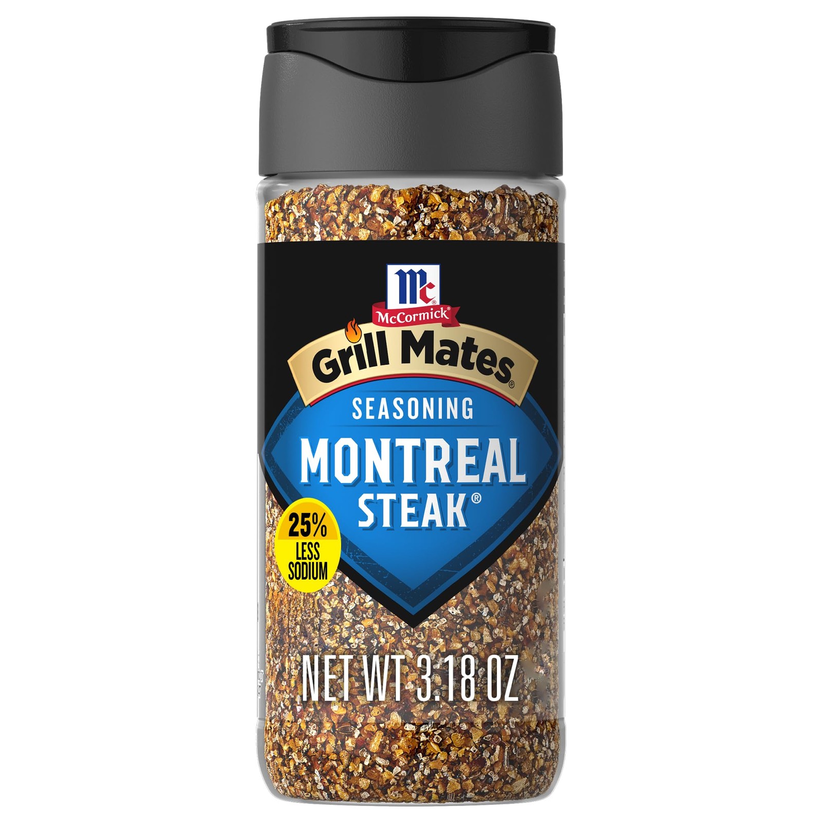 McCormick Grill Mates 25% Less Sodium Montreal Steak 3.18 Ounce (Pack of 1)