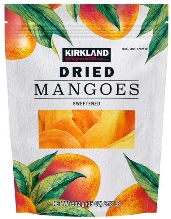 Kirkland Signature Dried Mangoes Sweetened (35 OZ) Each, Fat Free, Healthy Snack