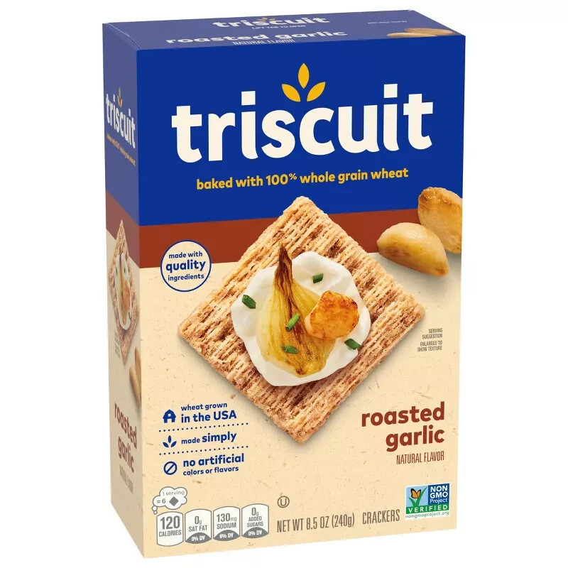 Triscuit Roasted Garlic Whole Grain Wheat Crackers, 8.5 oz – [3 BOX]