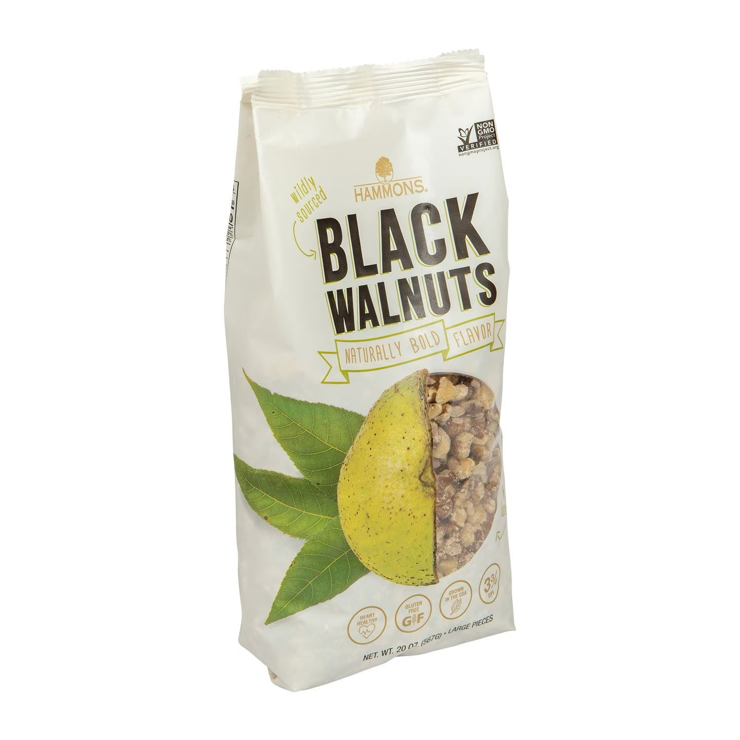 Hammons Shelled American Fancy Large Black Walnut Pieces, 20 oz. Gluten Free