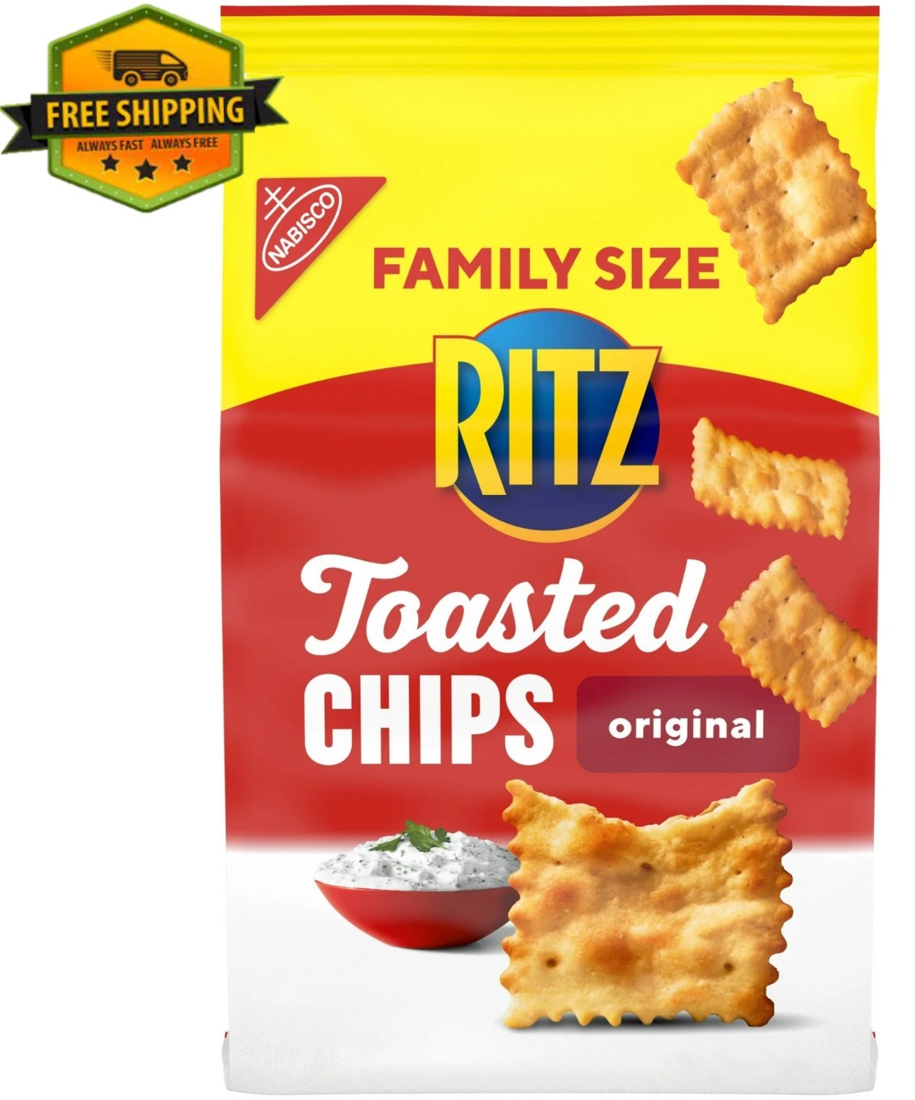 RITZ Toasted Chips Original Crackers – Family Size Party Snack, 11.4 oz