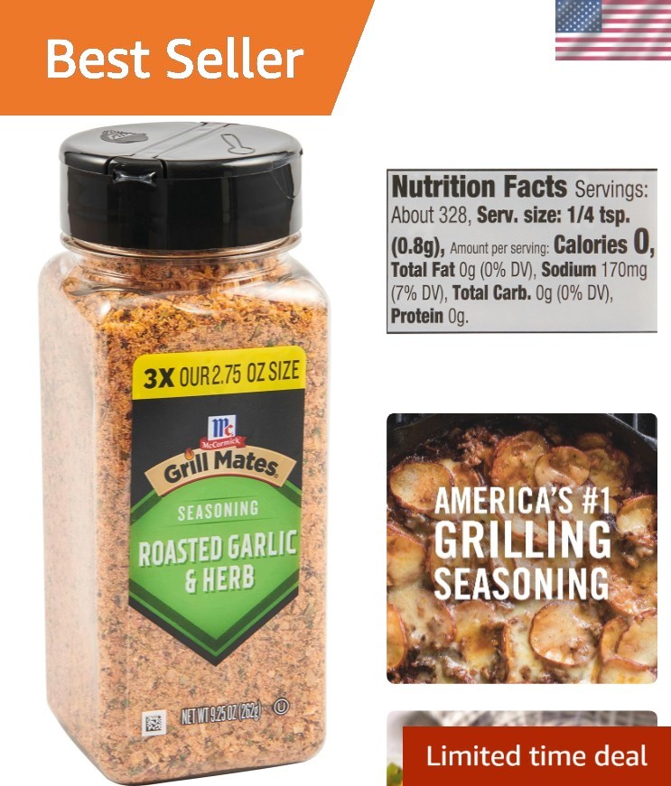 Grill Mates Roasted Garlic & Herb Seasoning, 9.25 oz – Elevate Your Grilling