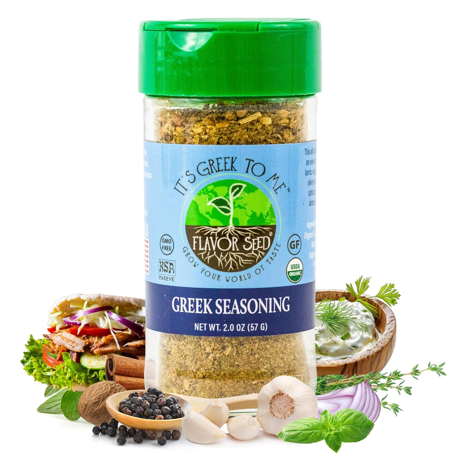 It’s Greek to Me Organic Greek Seasoning Blend Gyro Tzatziki Keto 2oz Jar – US