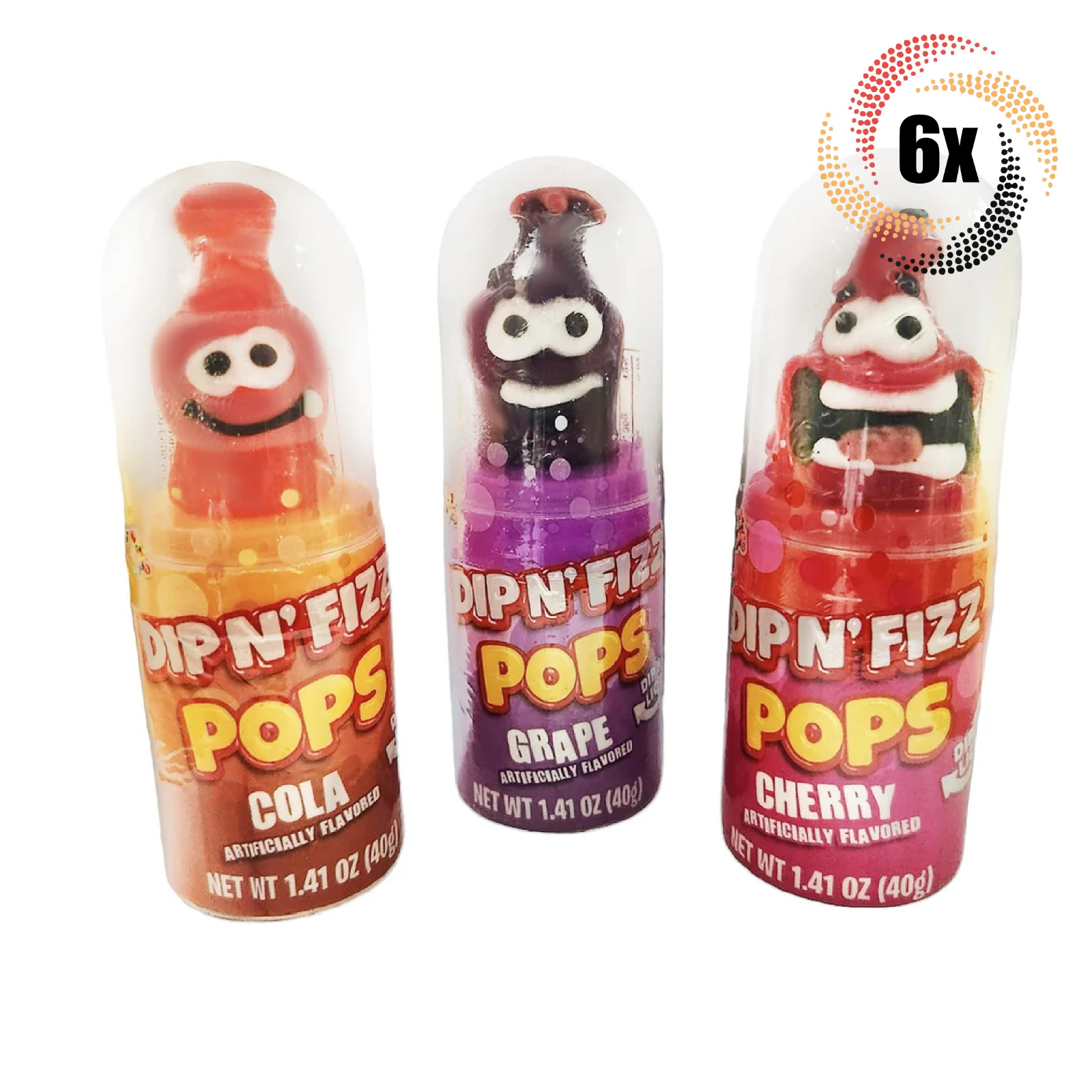 6x Pops Albert’s Dip N’ Fizz Assorted Flavor Pops Lollipop Candy | 1.41oz