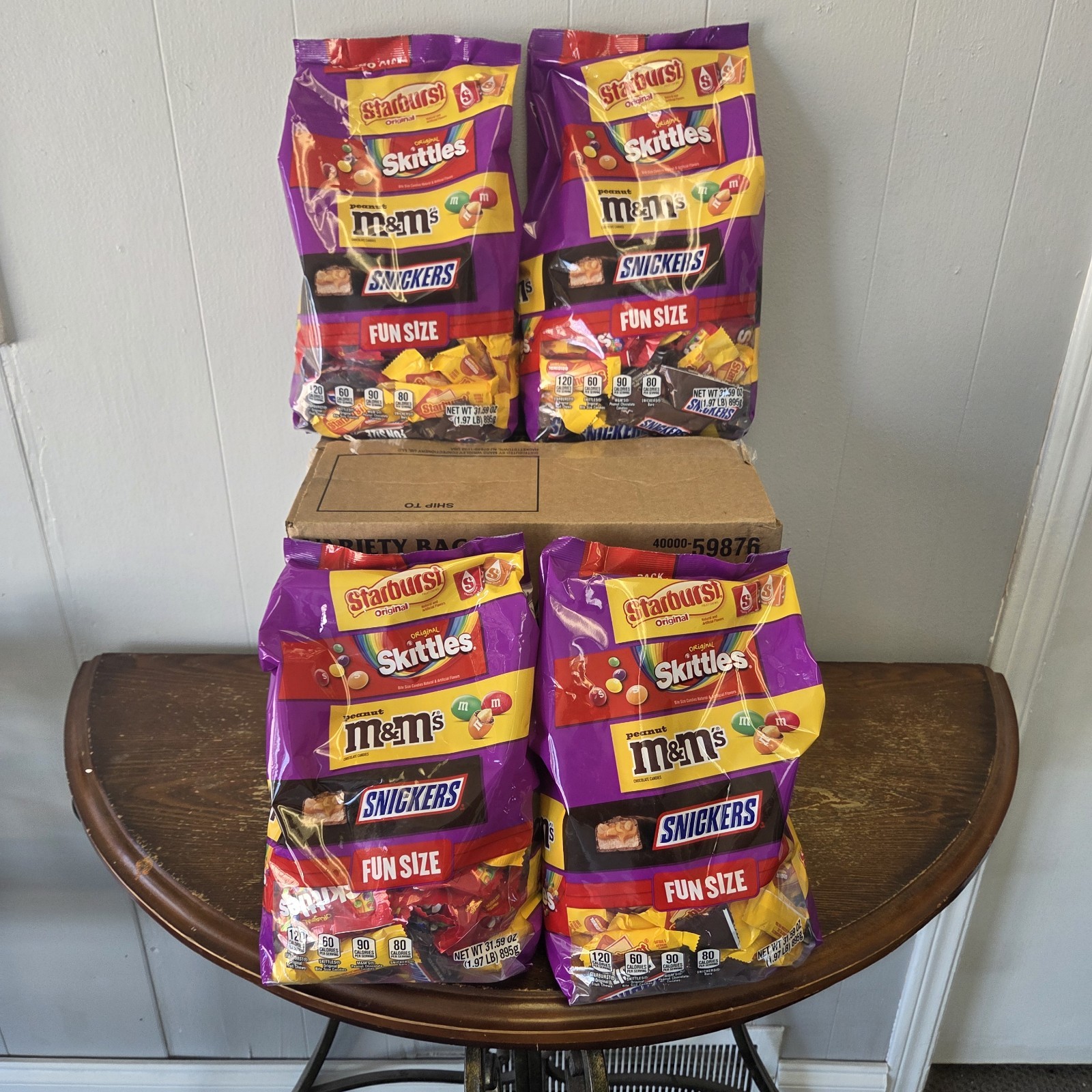 Lot Of 4 Jumbo Bag Fun Size Choc & Candy Asst Bags 1.97lb Snickers+ Ex.03-2027