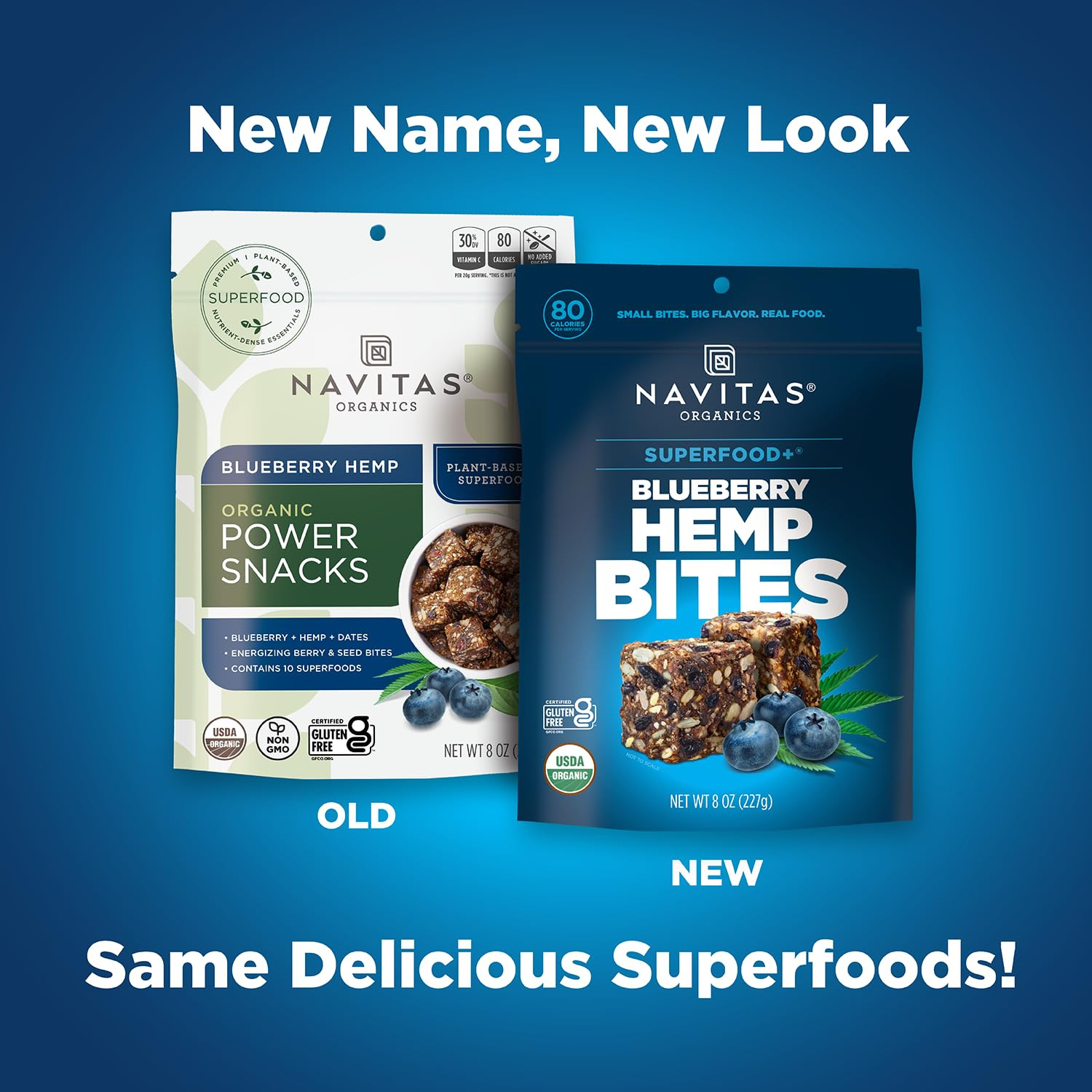 Navitas Organics Superfood Power Snacks, Blueberry Hemp, 8Oz. Bag, 11 Servings –