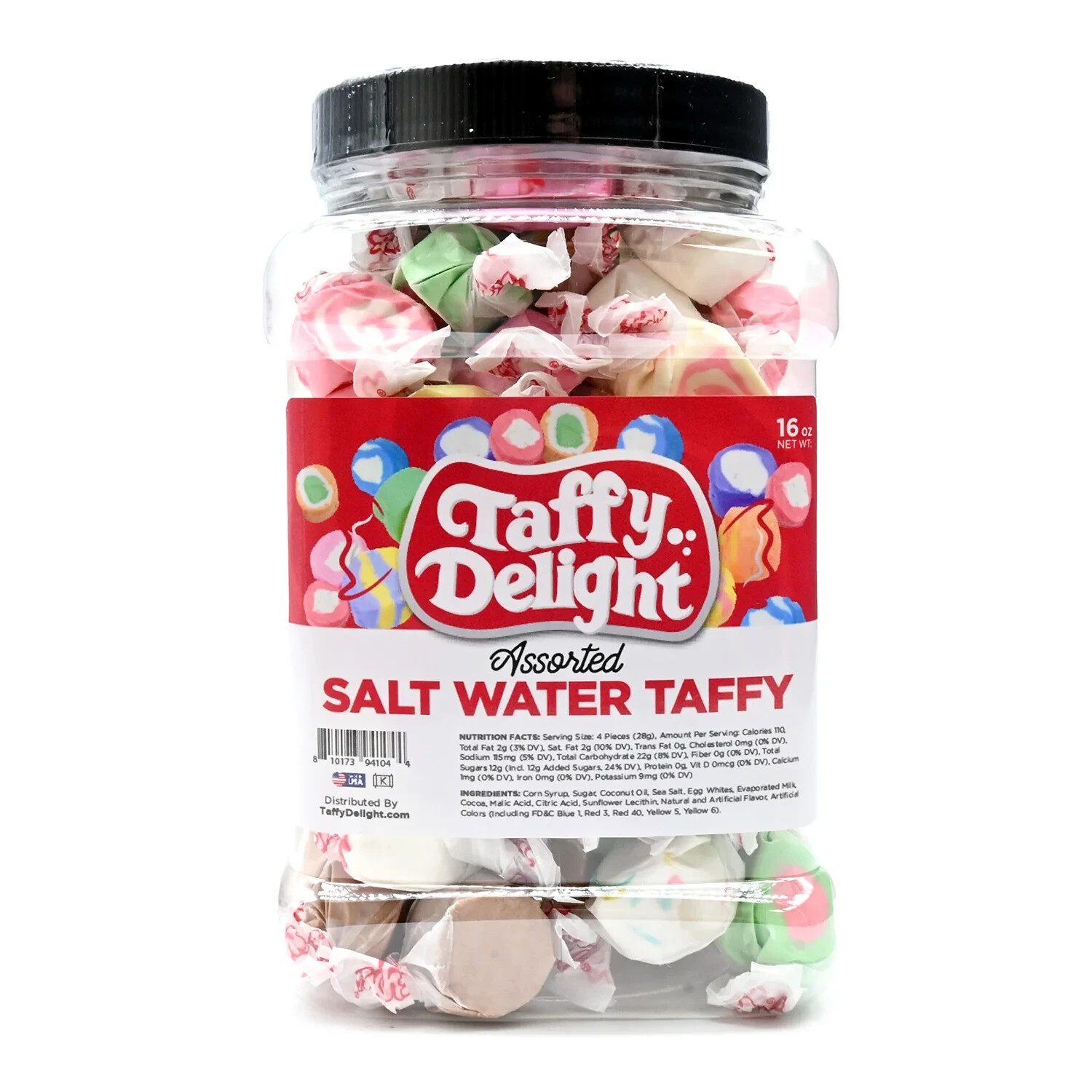 Taffy Delight Salt Water Taffy 16oz Jar – Free Shipping!