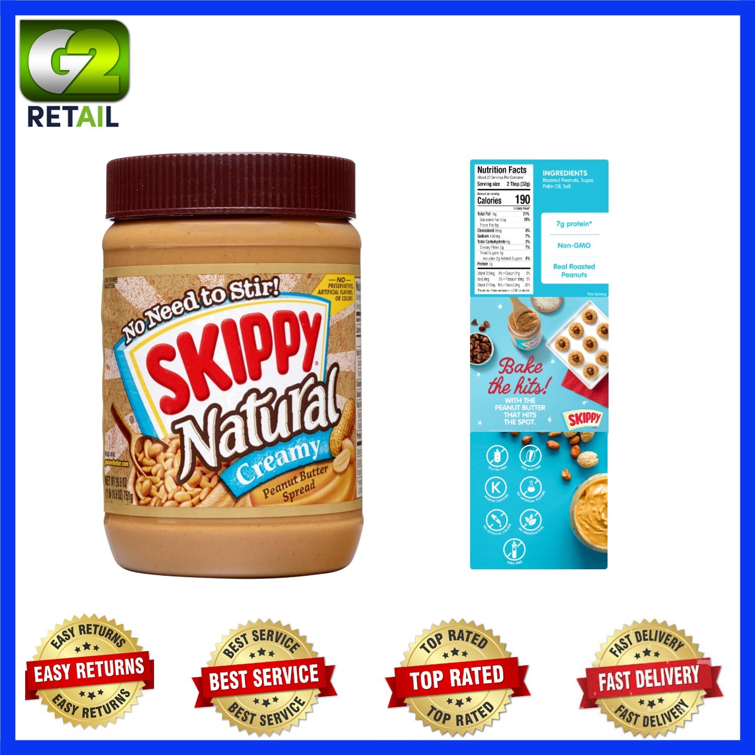 Deliciously Smooth Natural Peanut Butter, 26.5 oz – Sweet & Savory Perfection