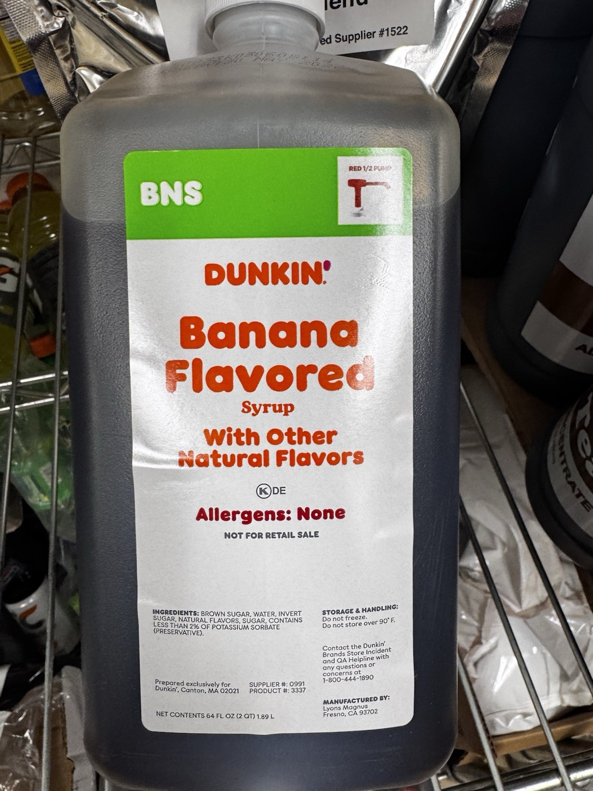 Dunkin Banana Syrup 64oz With Pump Exp 8/2026