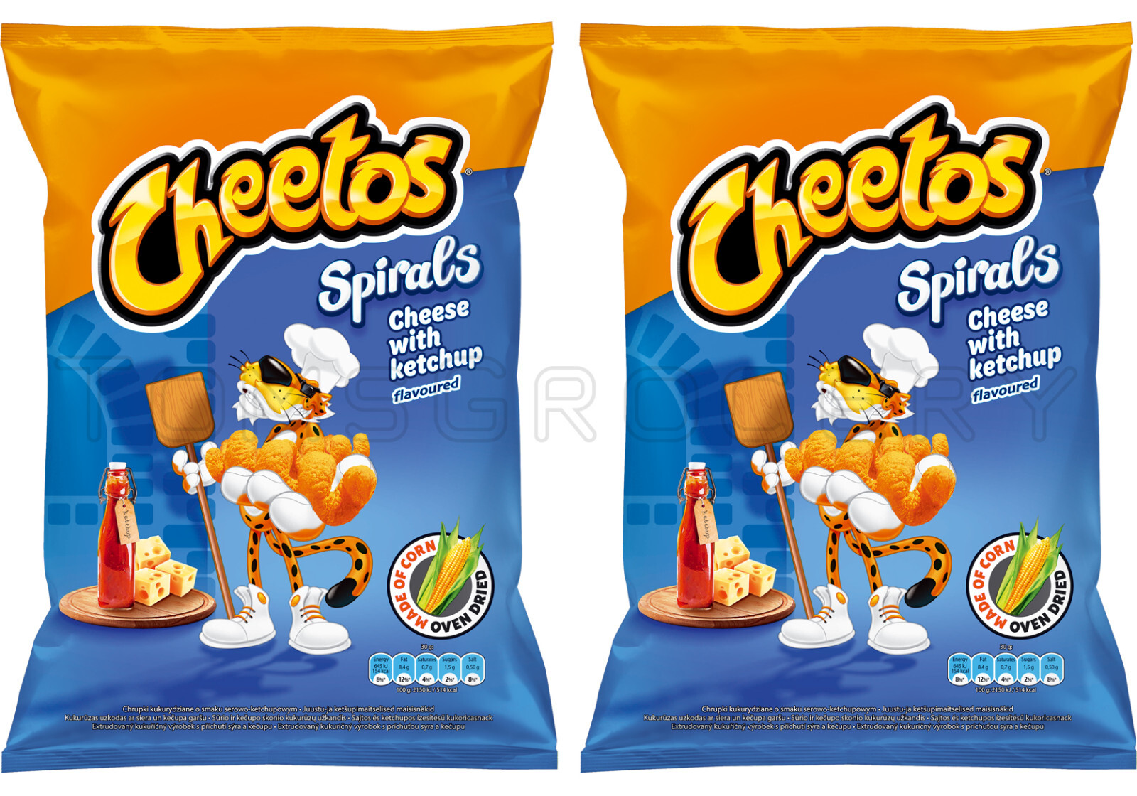 2 x CHEETOS SPIRALS Cheese & Ketchup Flavor Chips Snacks Crisps 145g 5.1oz