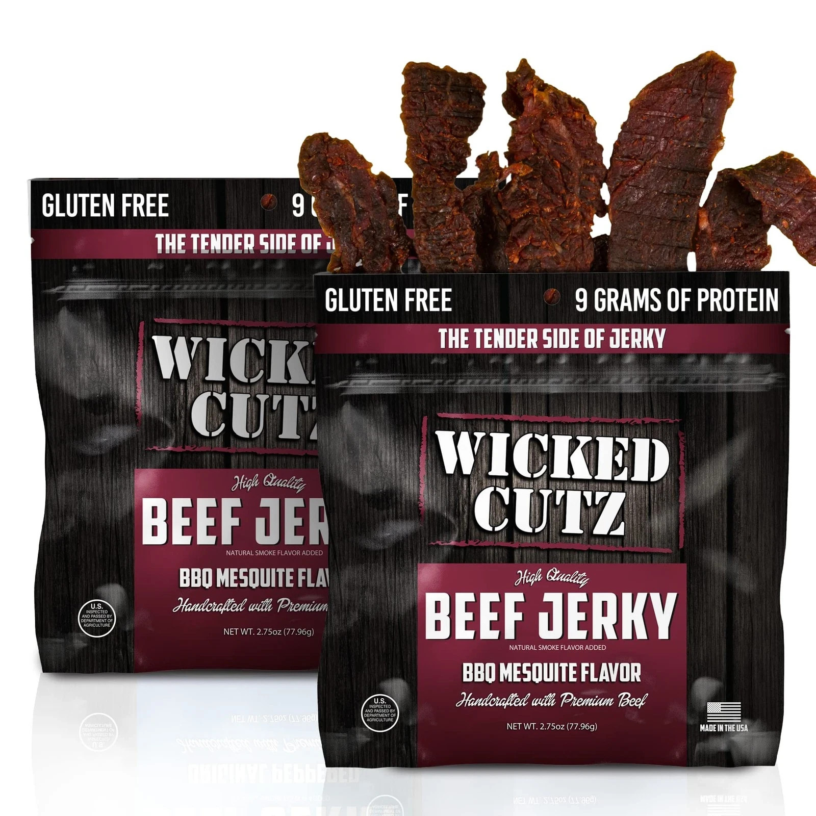 Wicked Cutz BBQ Mesquite Beef Jerky 21g Protein Per Bag Tender & Easy to Chew…