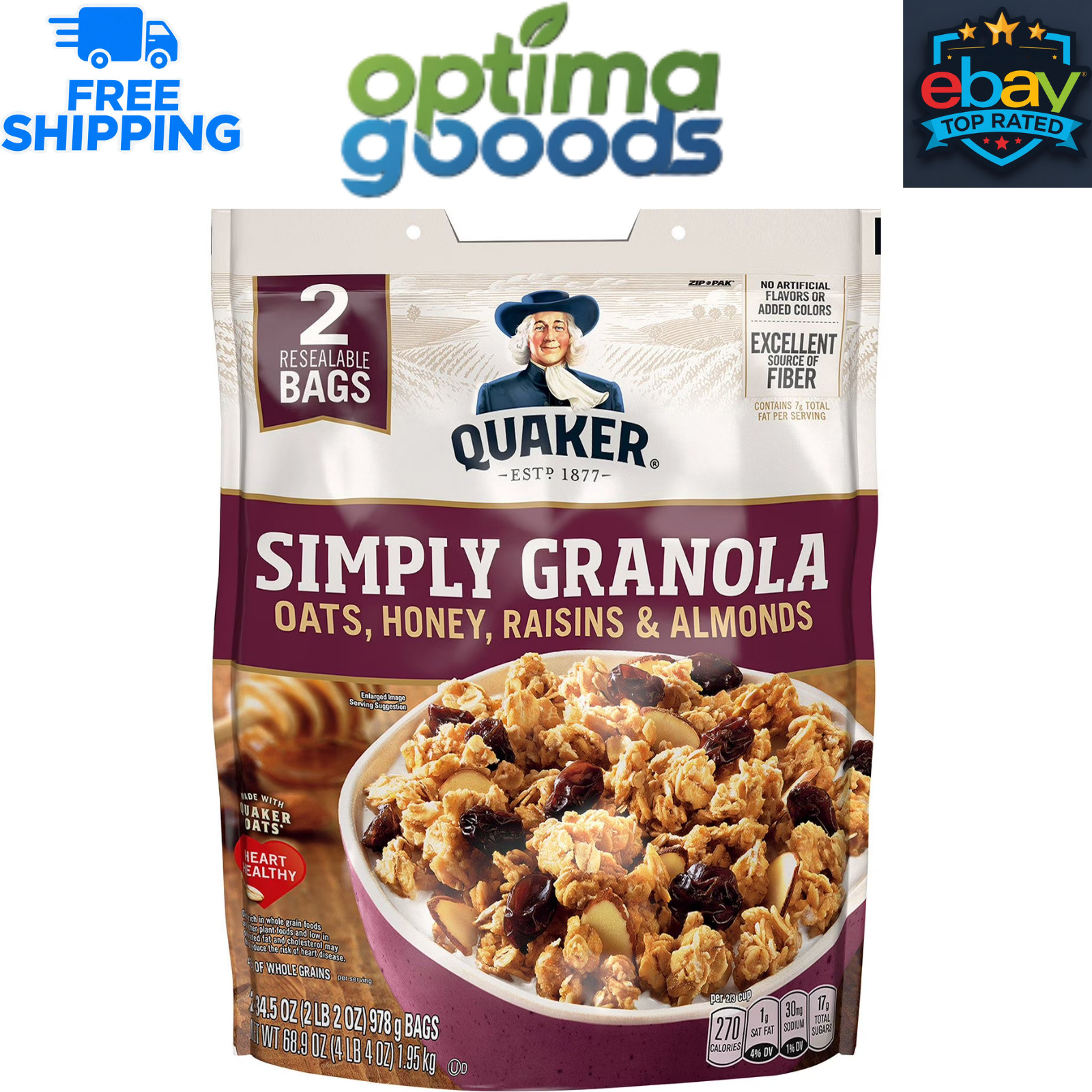 Quaker Simply Granola, 34.5 oz. – 2 Pack – Healthy Breakfast or Snack.