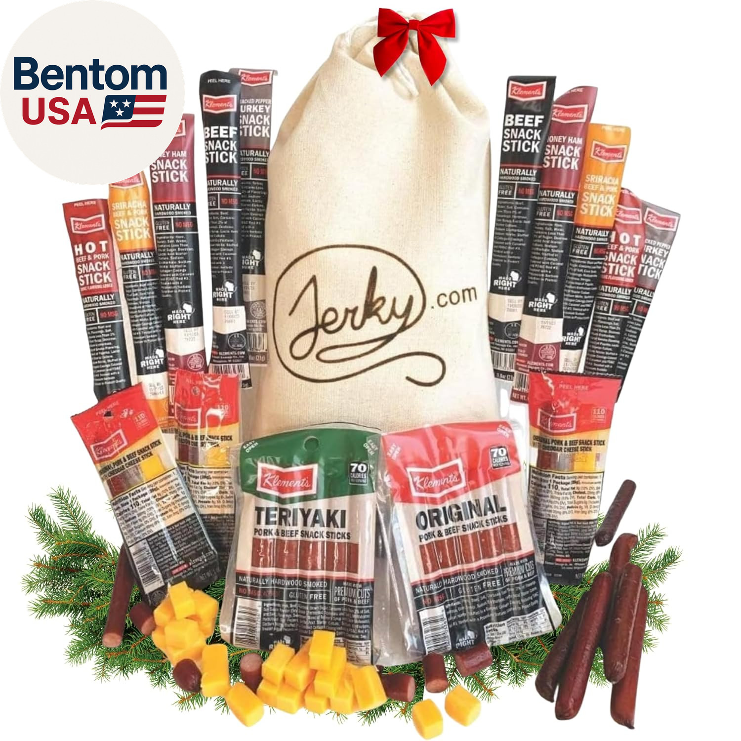 Gift Bag for Men | 26 Piece Meat Sticks Gift Basket with Beef Sticks, Pork, Turk