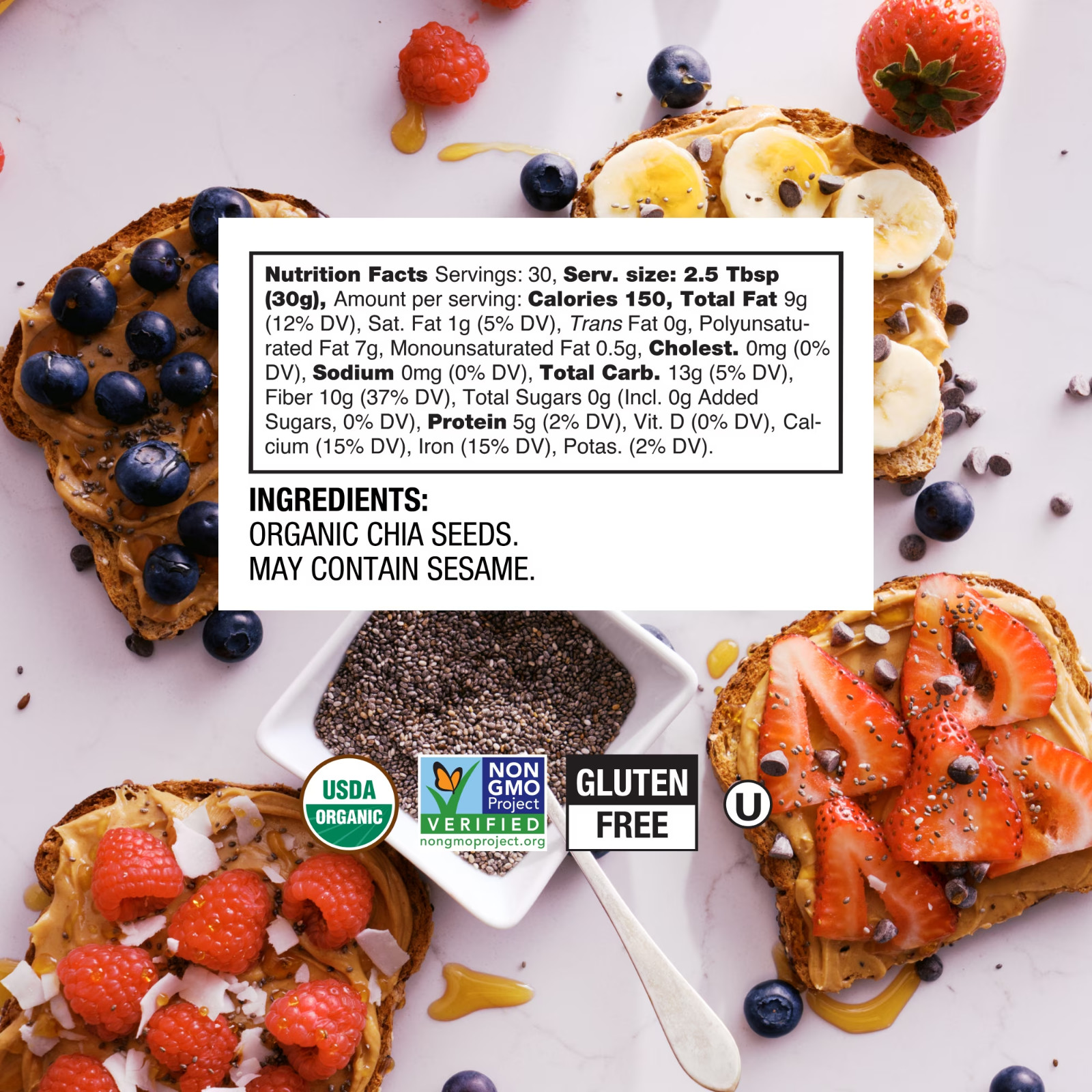 BetterBody Foods Organic Chia Seeds, 2.0 lb, 30 Servings………
