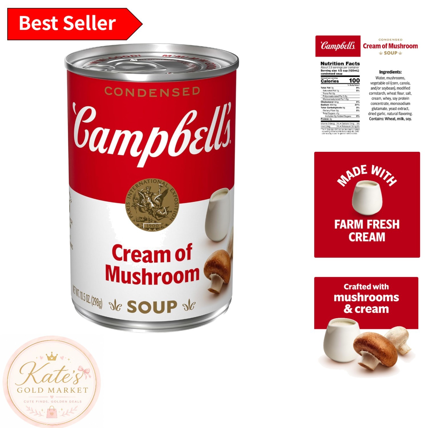 10.5 oz Campbell’s Cream of Mushroom Soup – Vegetarian & Versatile Ingredient