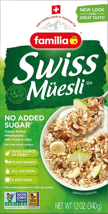 Swiss Muesli Cereal, 0g Added Sugar, Energy-Packed Cereal with Raisins, Hazel…