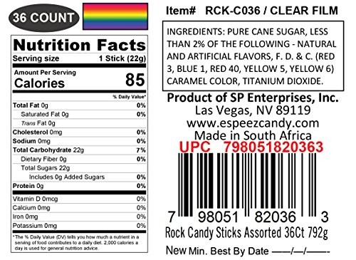 Extra Large Rock Candy Sticks – Candy Buffet – 36 Espeez Assorted Sticks – For